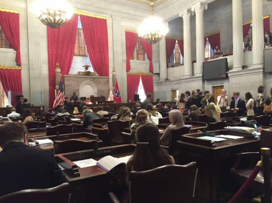 TN students debating issues in the Tennessee House of Representative in Nashville.