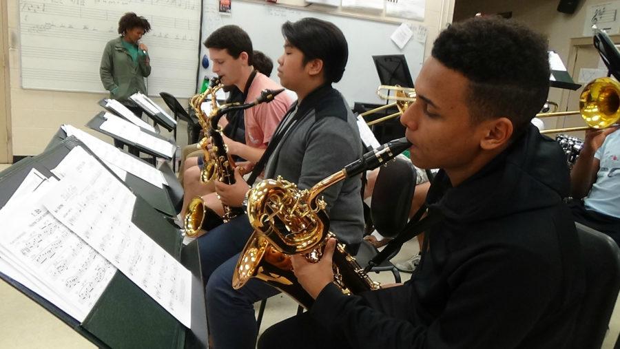 Jazz Band prepares for the April 21 All-City WTSBOA Jazz Festival with the song “Black Coffee.”