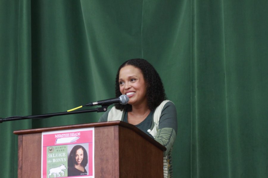 Jesmyn Ward answers a question from a student.