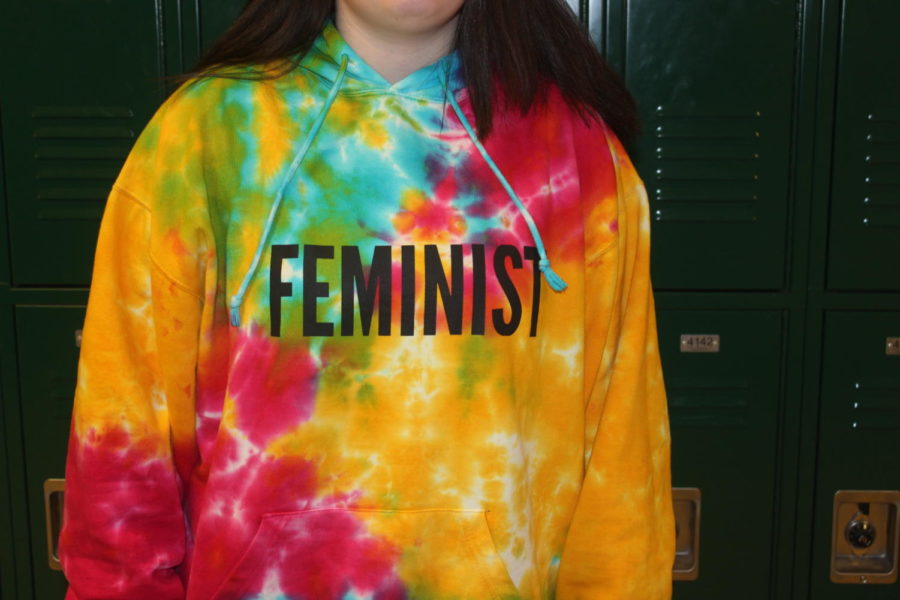 Samantha Williams (12) proudly wears a hoodie that says “feminist.”
