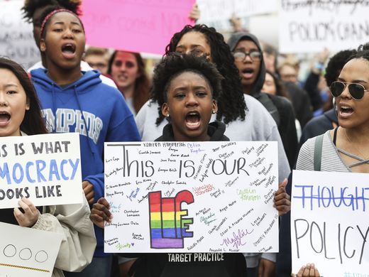 Students protesting on March 24 at the March for our Lives.