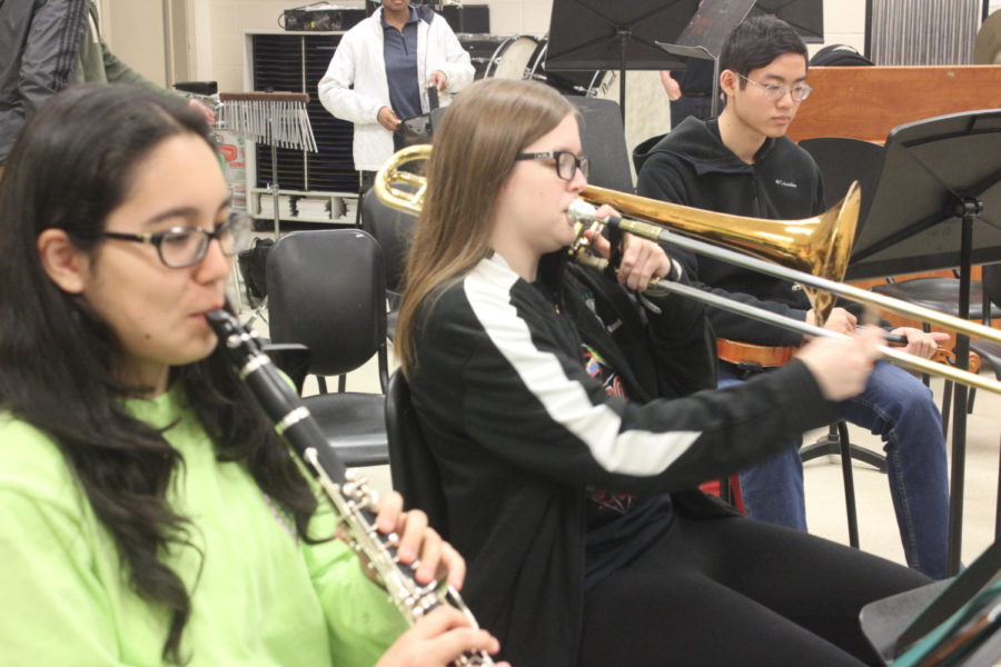Band students practice for upcoming events.