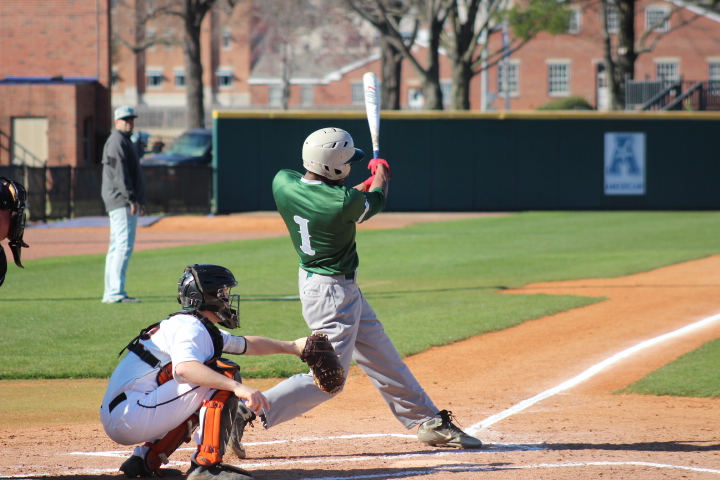 Jonathan Reese (12) is up to bat at the University of Memphis’s FedExPark on a sunny March afternoon. This particular game ended at 10-2 in favor of the Spartans. The defeat of the Megis County Tigers was the first victory of the newly-begun baseball season. 
