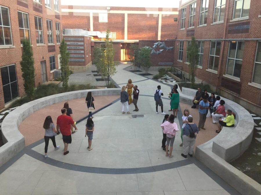  Counselors use the brand new outdoor classroom to interact with parents at Open House, answering any questions that were on parents’ minds. This was an opportunity to allow parents to get to know their child’s counselor for the next few years.
