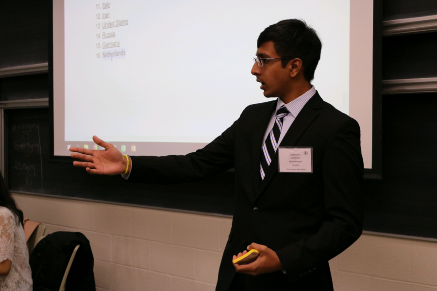 Krishna Dasari (12) discusses the Hong Kong protests. He represented Germany in the SPECPOL comittee.