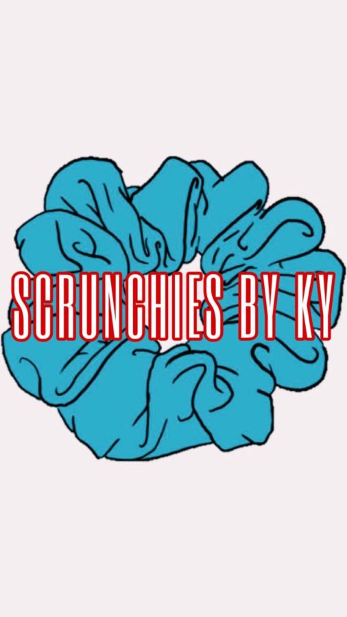 Kyah McKinney’s (11) logo for her business: Scrunchies By Ky. McKinney sews scrunchies and sells them at a price of $1 for 3 and $2 for 5.