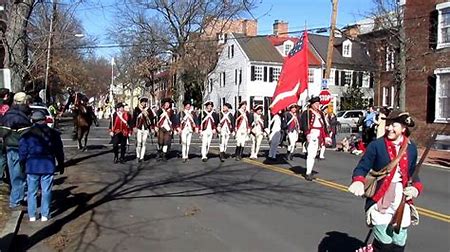 Citizens of Virginia march down the streets in traditional U.S. continental army as they reenact the Revolutionary War in honor of President’s Day. President’s Day is a federal holiday that falls on the third Monday of February. 