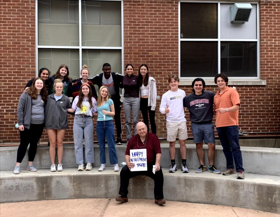 A mix of former precalculus and current AP Calculus AB students surprised Yager with a retirement party. Yager’s teaching career will come to an end since he plans to retire this school year. 