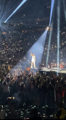Harry Styles listens to fans singing “Sign of the Times” during his “Love on Tour” concert in Nashville, Tennessee, on Oct. 1. This was his second night touring in Nashville, with thousands of people attending from Memphis and other surrounding cities. 
