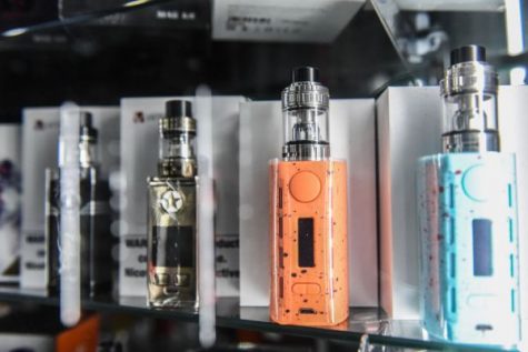 Depicted are just a few kinds of the vapes that skyrocketed teenage nicotine addiction. Vapes and e-cigarettes come in many different shapes and sizes, but most commonly, they look similar to flash drives, which allows them to go unnoticed by those unaware of what vapes are. 