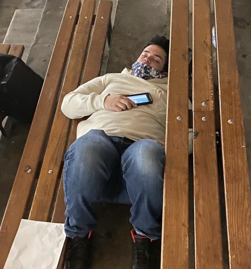  The account @wshs_sleeping makes a post showcasing Andrew Headley (12) napping in the senior gym. From its creation, the page has embarrassed countless students napping during school hours to its hundreds of followers. 
