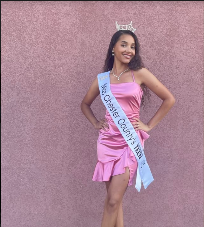 London Haines (10) poses with her crown and sash. Earlier this year, Haines won the Miss Chester County’s Outstanding Teen title. 
