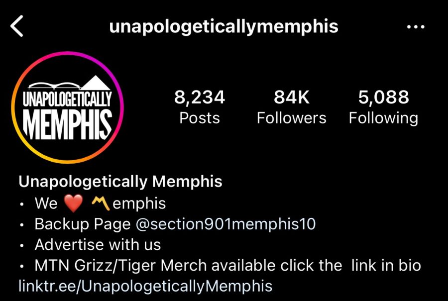 @unapolegeticallymemphis is one of many anonymous users who use their platform to share meme content and local news. The account has gained over 79,000 followers. 