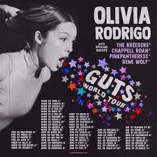 Olivia Rodrigo announces her world tour for “GUTS”, featuring The Breeders, Chapell Roan, PinkPantheress and Remi Wolf as openers. The last time Rodrigo toured was for ‘Sour’ in 2022.