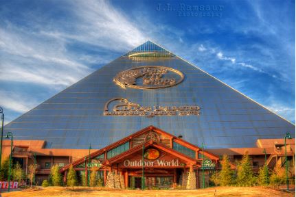 The Memphis Pyramid, based on the Great Pyramids of Giza, is one of Memphis’ most notable landmarks. Because of Bass Pro founder Johnny Morris’ vision and fishing skills, the building was renovated and opened to the public as a Bass Pro shop in 2015.
