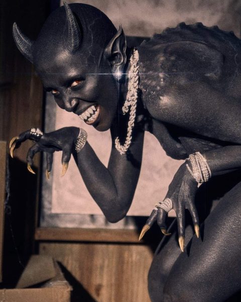 Doja Cat’s new look for the “Demons” music video in which she becomes possessed is displayed. The video was preceded by many sneak peeks of the albums more devilish theme.
