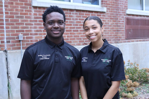 Working in tandem, Arielle Brent (12) and Jaiden Goodman (12) navigate the responsibilities of being a leader. They aim to foster a sense of community among the students.
