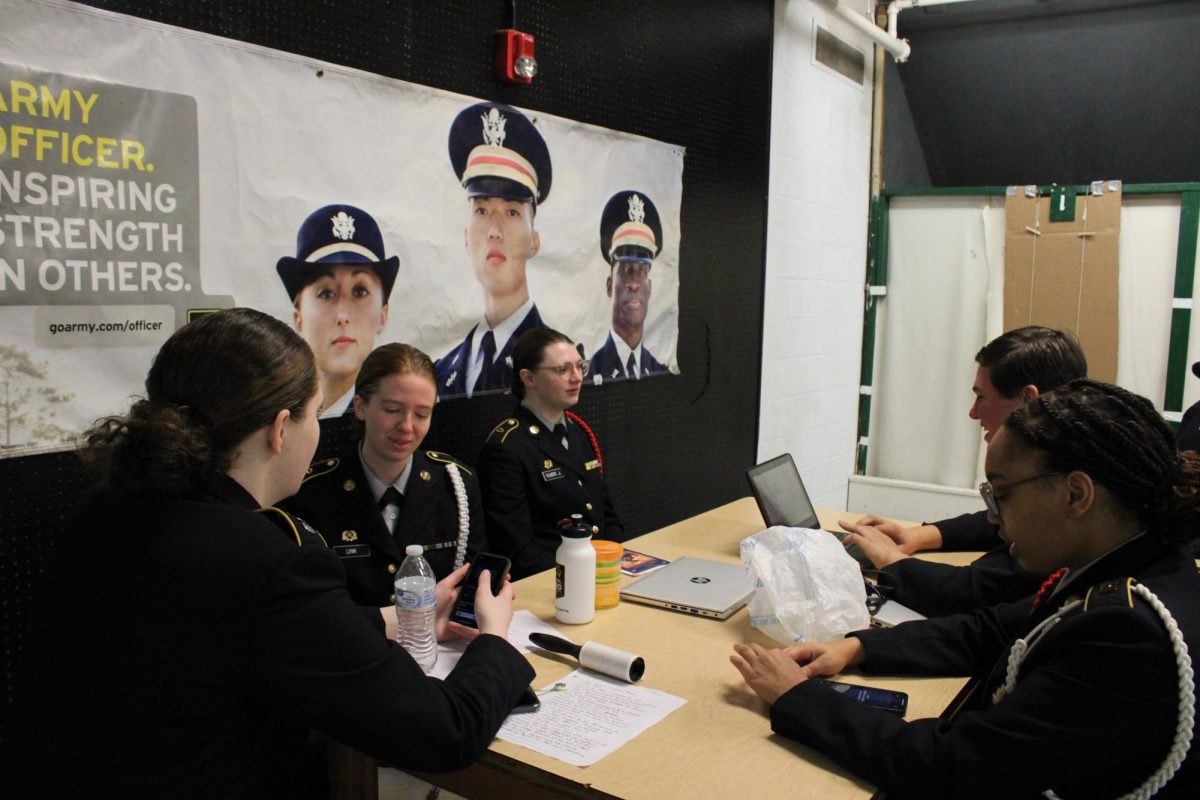 Members of the JROTC program at White Station High School study with each other for boards. Participants are given several different study sources in order to prepare for the competition.