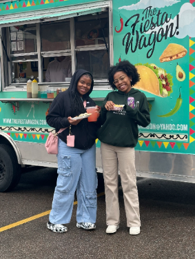 Food trucks were present during the Spring Fling, providing different menu options for students. Many students lined up behind “The Fiesta Wagon”, alongside other food trucks, to enjoy tacos and drinks. 
