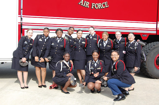 White Station High School’s JROTC unarmed drill team competes at multiple events each year. Currently, four members of this team are involved in the marching band.