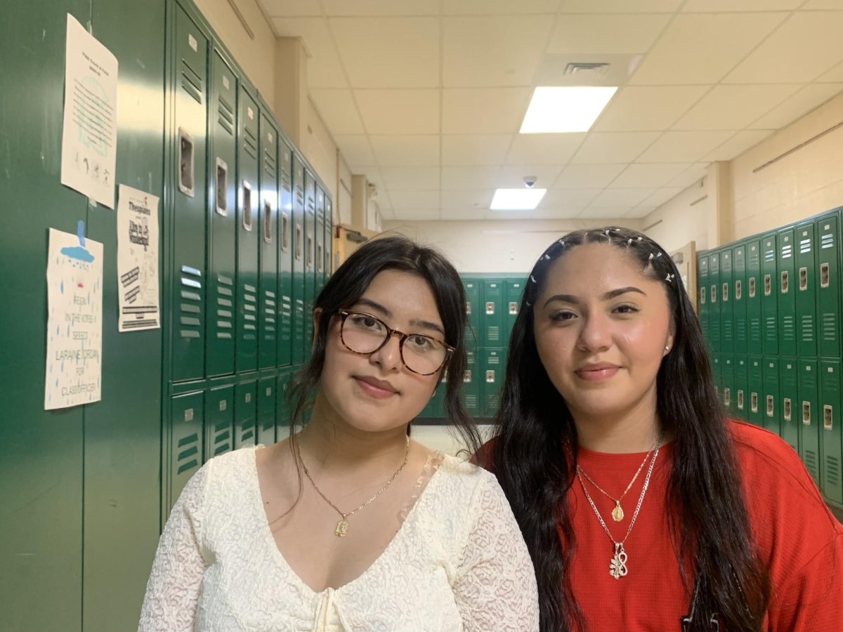 Daisy Romo-Murillo (12) and Pamela Murillo (12) translate for other students in JROTC and other classes. They help explain assignments or teach students basic English phrases necessary for ROTC.