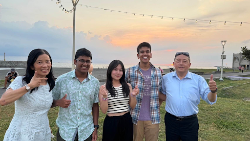 Ivan Dam (11), second to the left, stands with his host mom, host sister, roommate and host dad. In the summer of 2024, he spent two months living with them through the summer language immersion program he was part of.