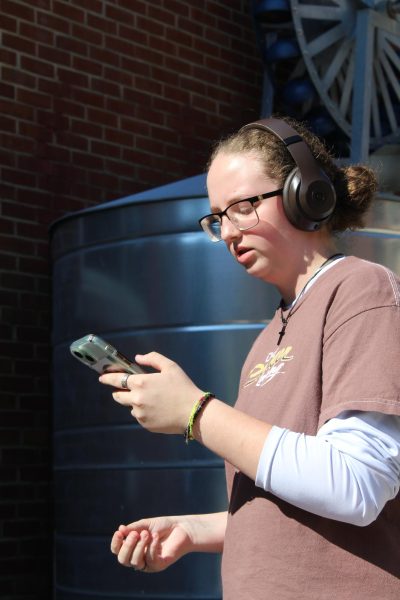 Ivy Pearl (10) is rehearsing her piece, preparing to present it in front of Pitts. Students are expected to have developed their performing skills to successfully portray their character.