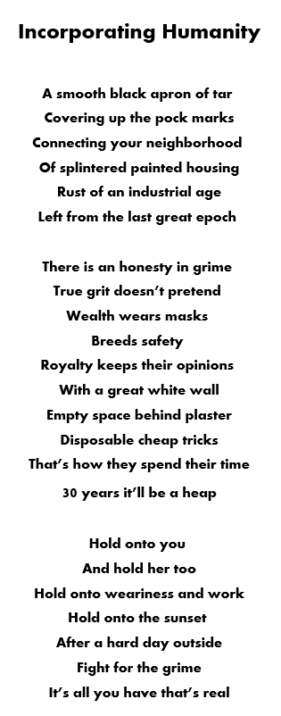 In this poem, Andrew Bell uses themes of class, wealth, and the degradation of material goods by time. Bell has usually written poetry ranging from 10 to 25 lines long, with this poem at 23 lines.