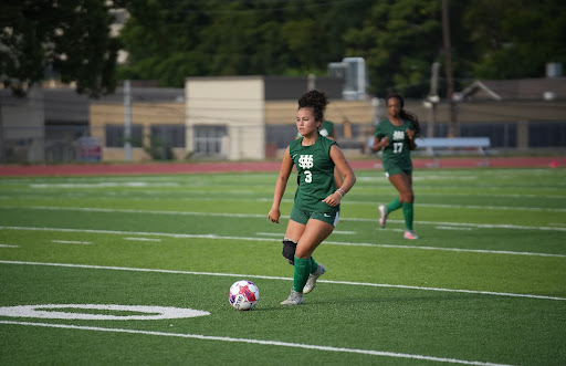 Sofia Cruz (10) dribbles the ball during the Lady Spartans’ soccer game against Kingsbury High School. She has only been able to play for White Station High School for one season due to her previous injuries.