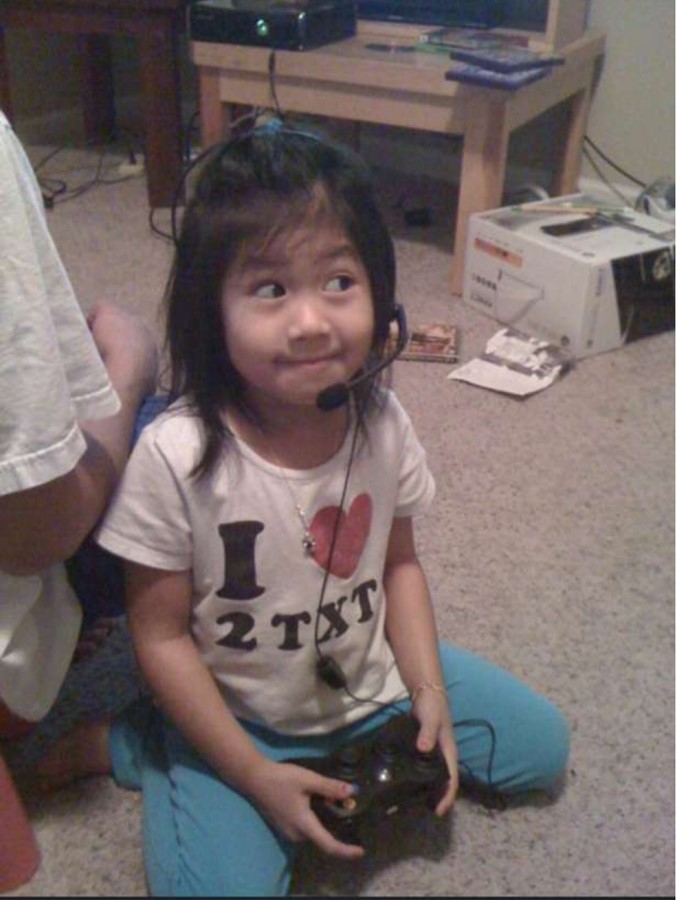 A young Kaylee Sisombat (12) is playing Call of Duty. Sisombat has loved gaming since she was very young and now creates YouTube videos and shares gaming with others.