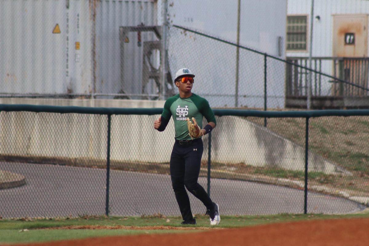 Noah Johnson practices for games ahead. This practice was set early in the baseball season, helping hone their skills for upcoming games.
