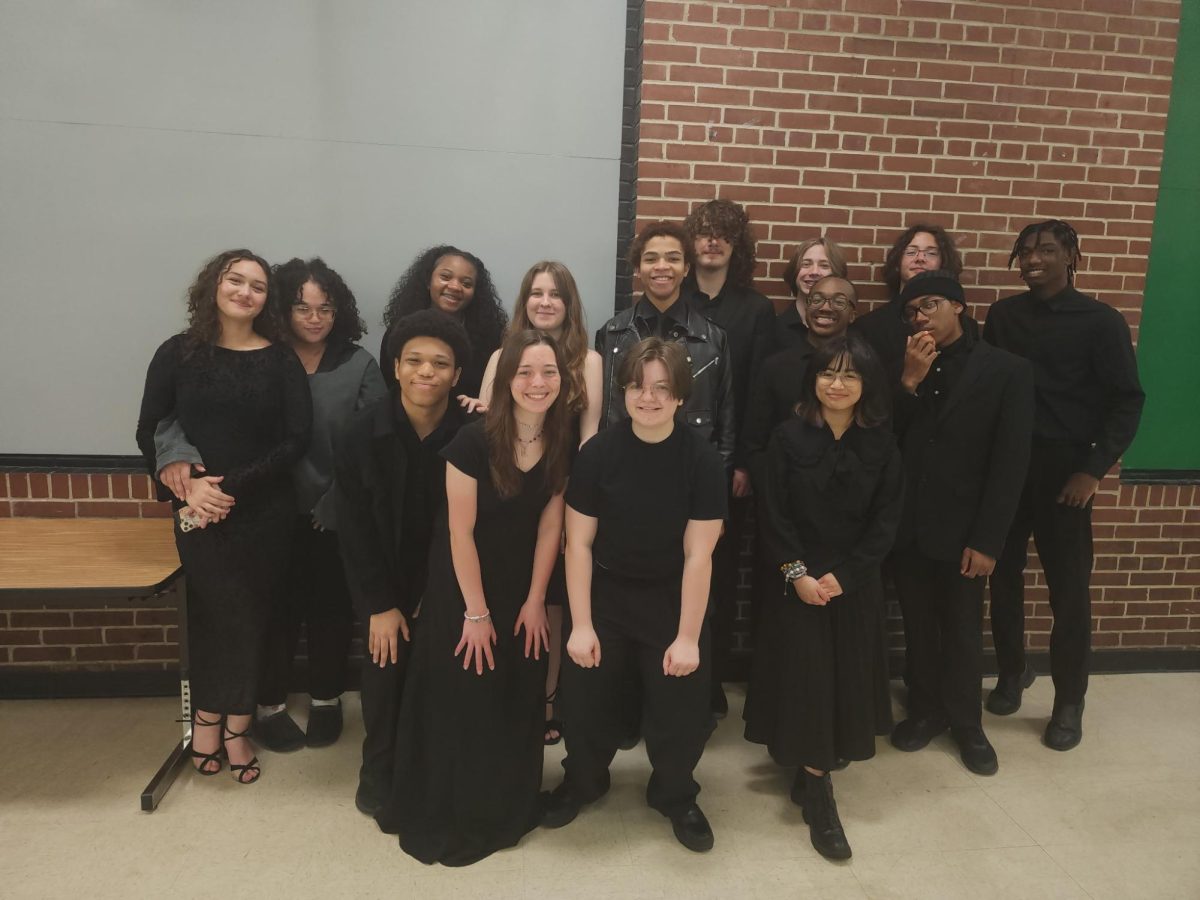 Each year, the University of Memphis hosts an Honor Choir event for Memphis-area high schoolers. Siri Larsen (12), pictured third from the left in the front row, was one of the 16 students selected to attend from White Station High School.