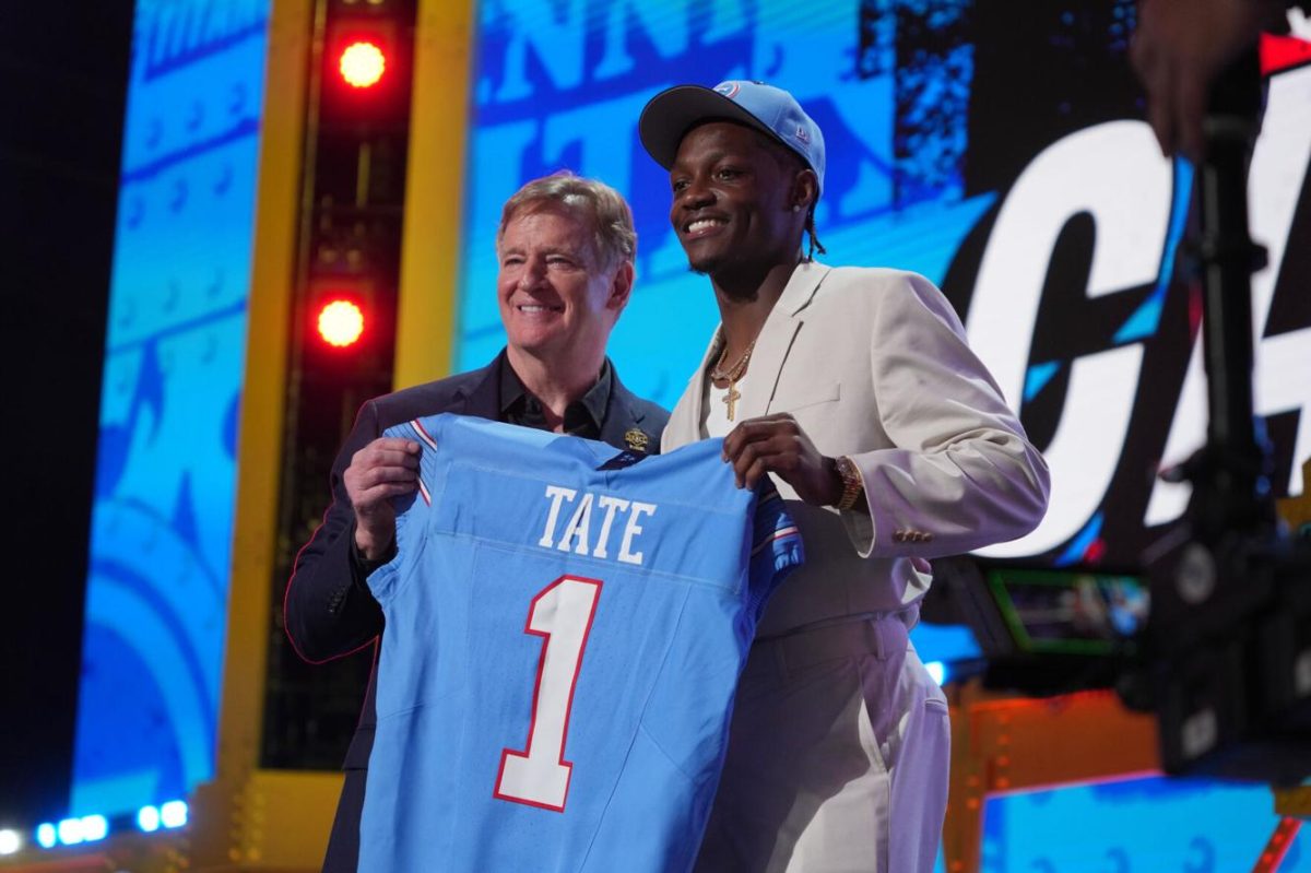 Wide receiver Carnell Tate is selected fourth overall by the Tennessee Titans —  a big surprise. Tate has been motivated to give his all to football to honor his mother after her tragic death in a drive-by shooting in July of 2023. 